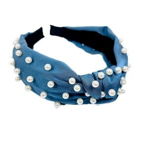 NWOT Elegant Blue Pearl‑Embellished Headband • Statement Hair Accessory / Bridal